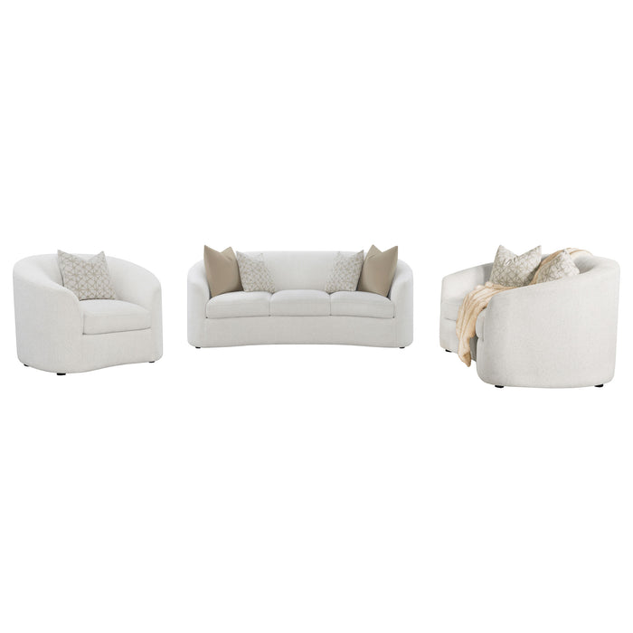 CoasterEssence Rainn 3-piece latte boucle upholstered sofa set with sloped arms