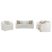 CoasterEssence Rainn 3-piece latte boucle upholstered sofa set with sloped arms