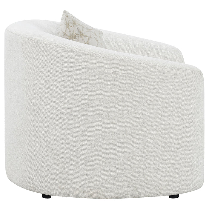 CoasterEssence Rainn latte boucle upholstered accent chair with sloped arms