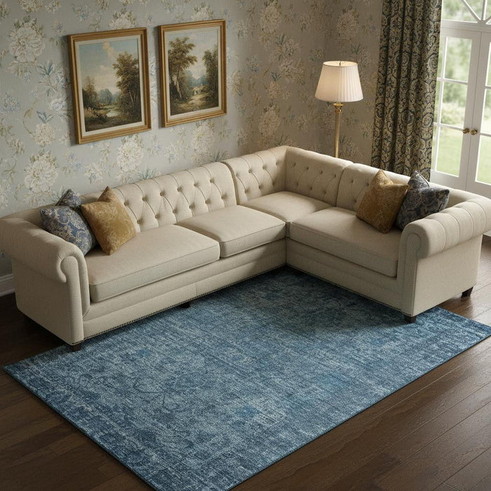 10' X 14' Oriental Washable Area Rug With UV Protection (699903) - Blue / Navy Blue