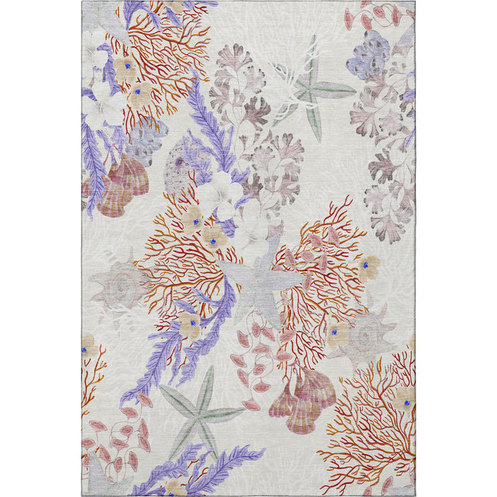 10' X 14' Geometric Washable Area Rug With UV Protection (645708) - Cinnamon / Ivory / Plum