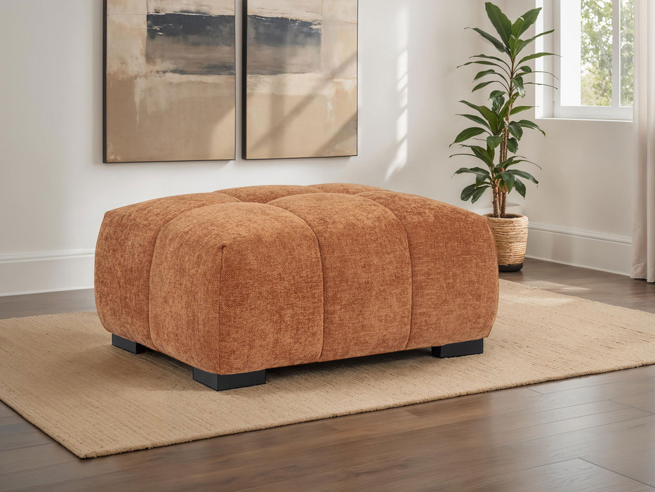 Octavia Tufted Upholstered Rectangular Ottoman Orange