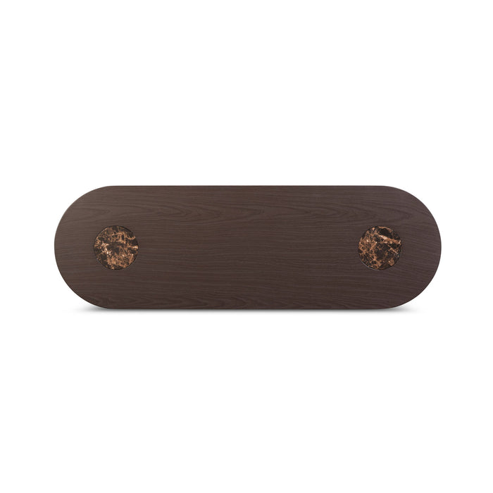 Braya - Faux Emperador Marble Console Table - Dark Brown