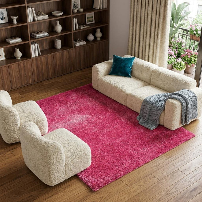 7' X 10' Shag Hand Tufted Area Rug (574439) - Pink