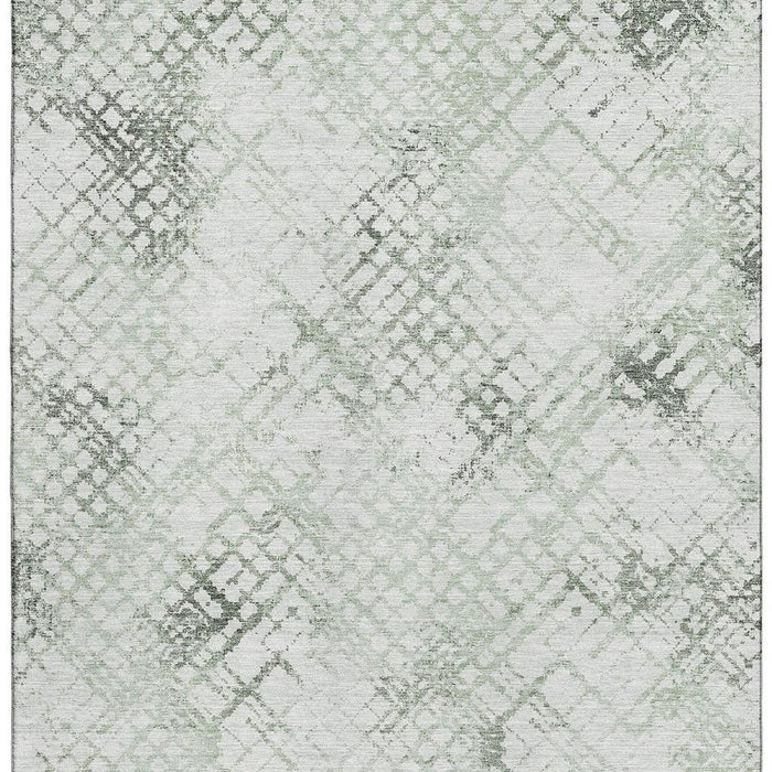 10' X 14' Abstract Geometric Washable Area Rug With UV Protection - Green And Ivory