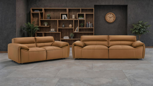 CoasterEveryday Buxton 2-piece orange leather upholstered sofa set_久久爱