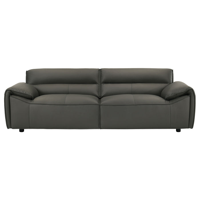Buxton top grain leather upholstered sofa in graphite by CoasterEveryday