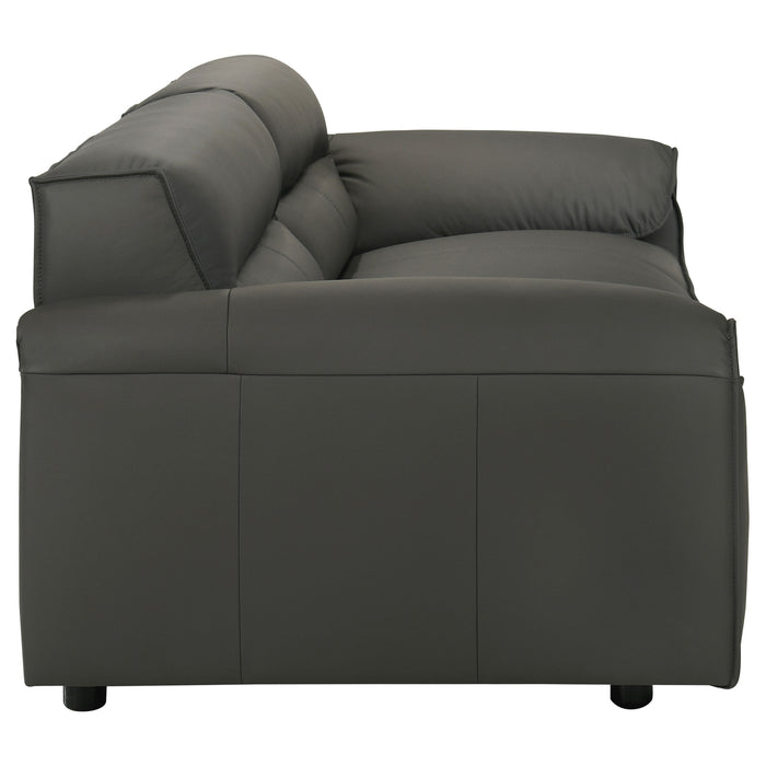 Buxton top grain leather upholstered sofa in graphite by CoasterEveryday