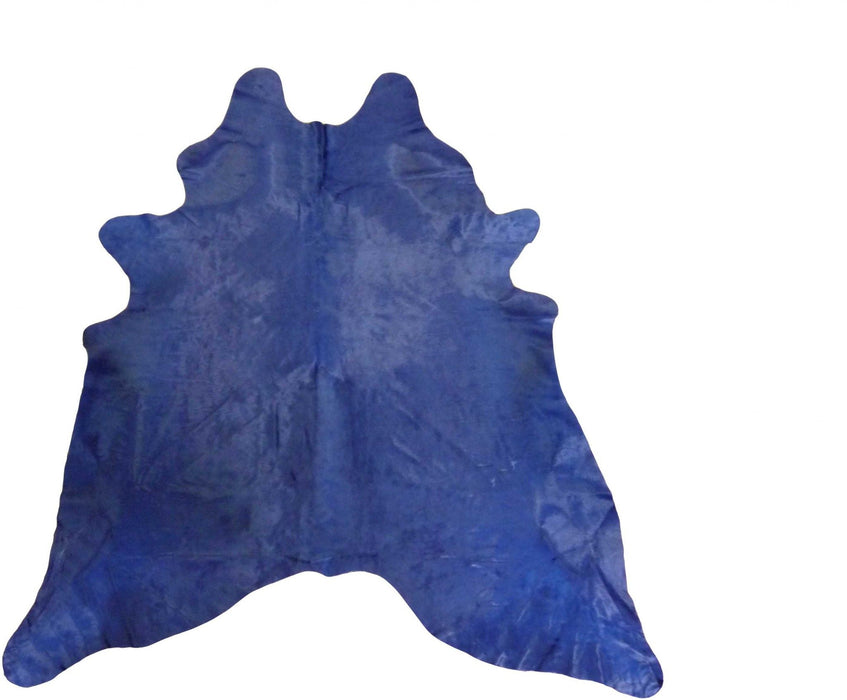 6' Dyed Stenciled Cowhide Rug - Navy