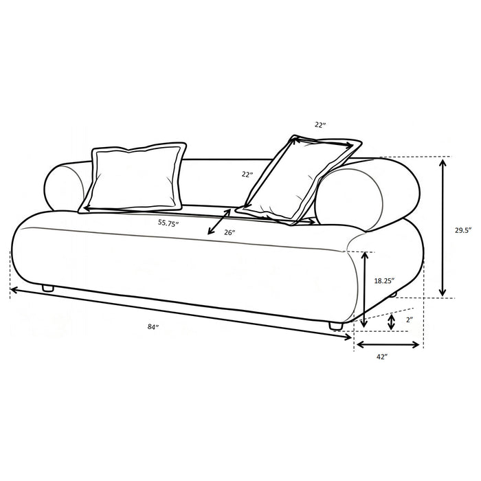 Eskola 3-seat Chenille Sofa with Rounded Shelter Arms Ivory