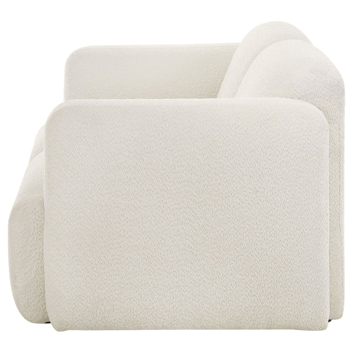 Dorset Fabric Upholstered Round Track Arm Loveseat White
