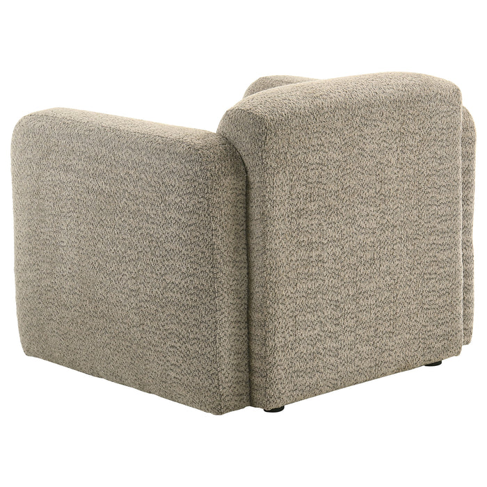Dorset Fabric Upholstered Round Track Arm Accent Chair Brown