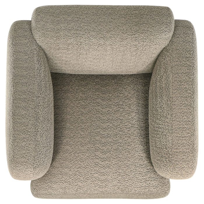 Dorset Fabric Upholstered Round Track Arm Accent Chair Brown