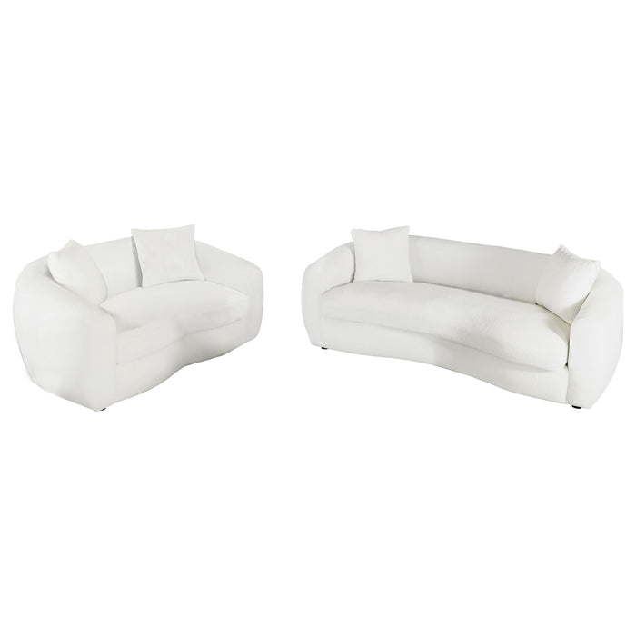 Isabella 2-piece Sherpa Upholstered Sofa Set Natural