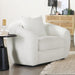 Isabella faux sheepskin upholstered accent chair in natural color, modern furniture piece with plush cushioning and wooden legs.