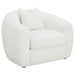 CoasterElevations Isabella faux sheepskin upholstered accent chair in natural color, showcasing plush fabric and modern furniture design.
