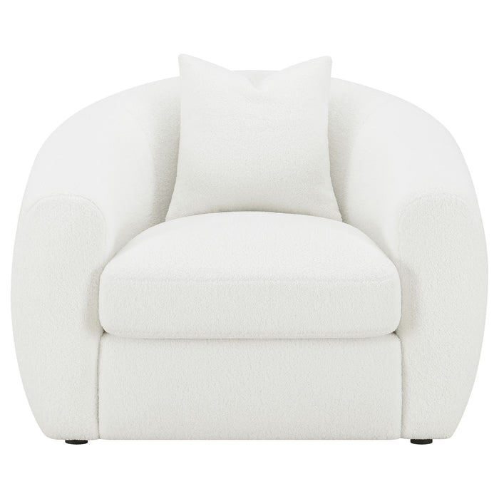 CoasterElevations Isabella faux sheepskin upholstered accent chair in natural color, with plush cushioning and modern design.