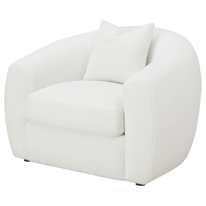 CoasterElevations Isabella faux sheepskin upholstered accent chair in natural color, showcasing plush, comfortable furniture design.
