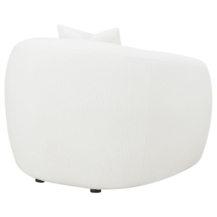 CoasterElevations Isabella faux sheepskin upholstered accent chair in natural color, modern furniture with plush cushioning.