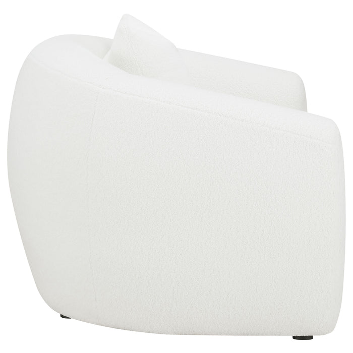 CoasterElevations Isabella faux sheepskin upholstered accent chair in natural color, stylish and comfortable furniture piece.