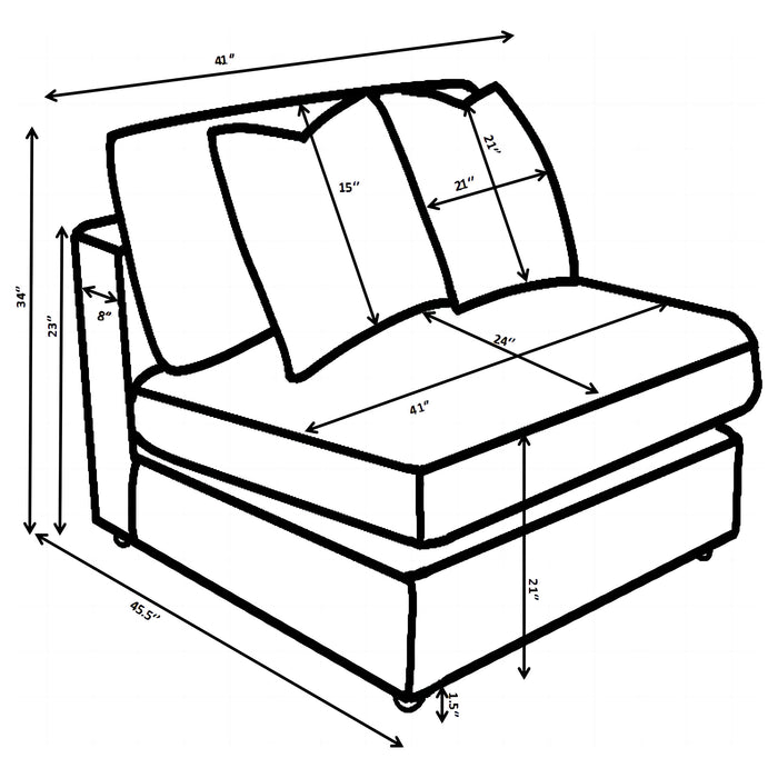 Blaine Upholstered Armless Chair Chocolate