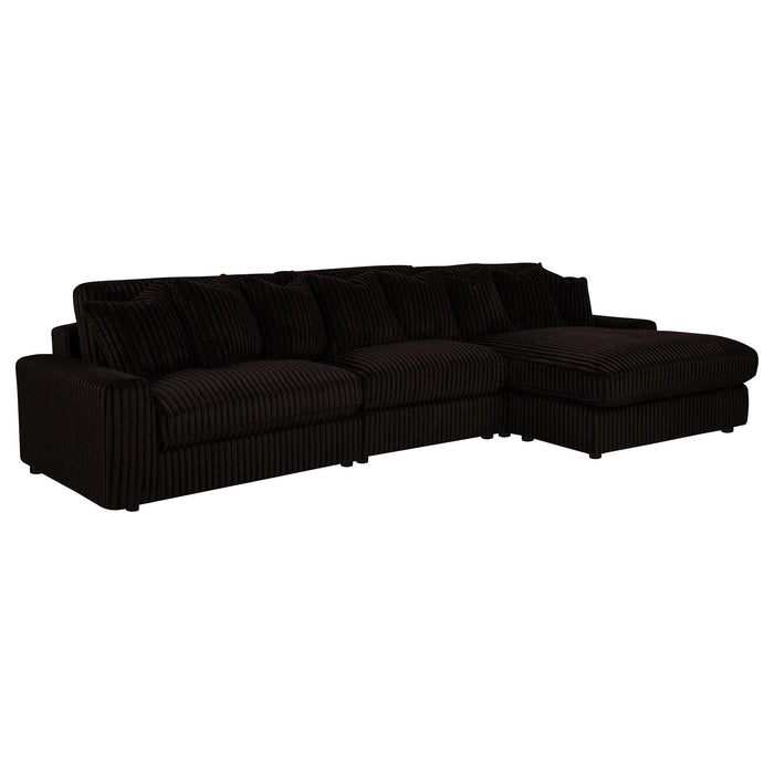 Blaine 3-Piece Corduroy Reversible Chaise Sectional Sofa Chocolate Brown