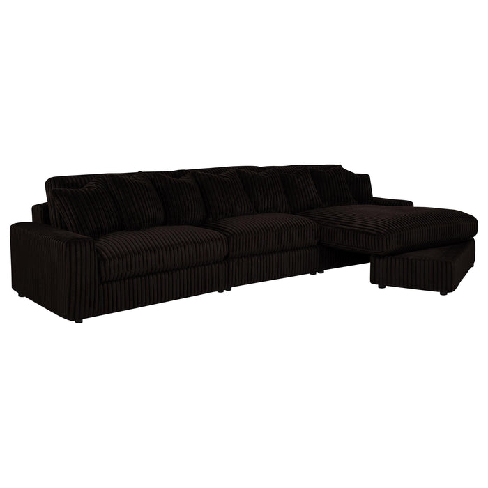 Blaine 3-Piece Corduroy Reversible Chaise Sectional Sofa Chocolate Brown