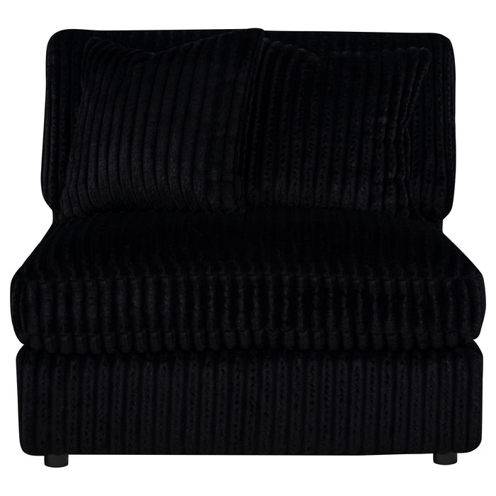 Blaine Corduroy Armless Chair with Reversible Cushions Black