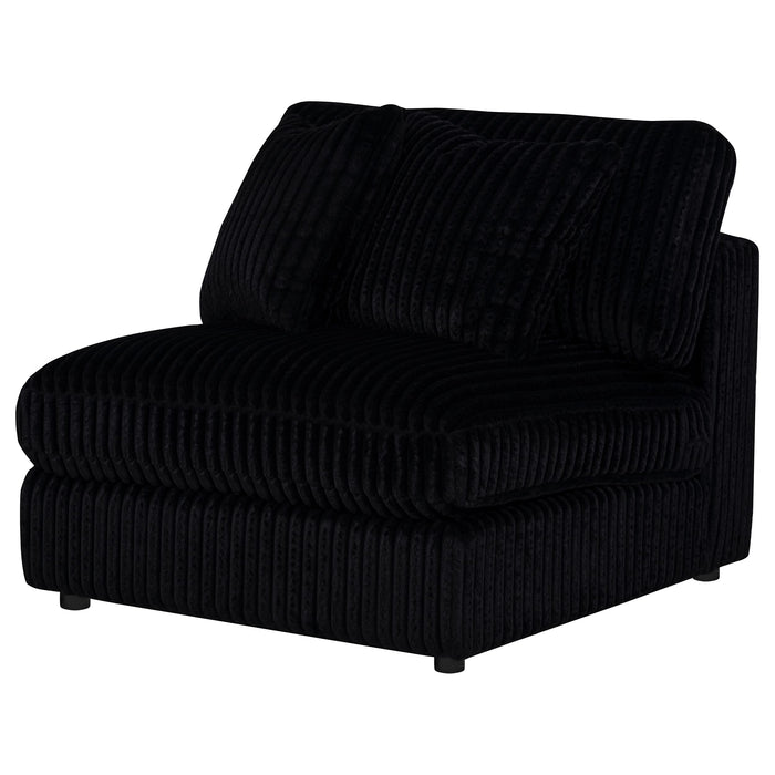 Blaine Corduroy Armless Chair with Reversible Cushions Black