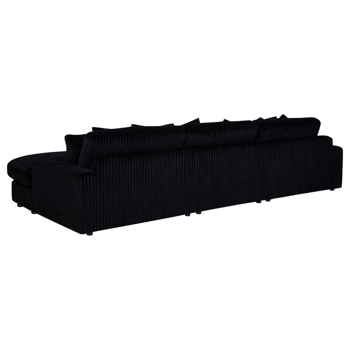 Blaine 3-Piece Corduroy Reversible Chaise Sectional Sofa Black