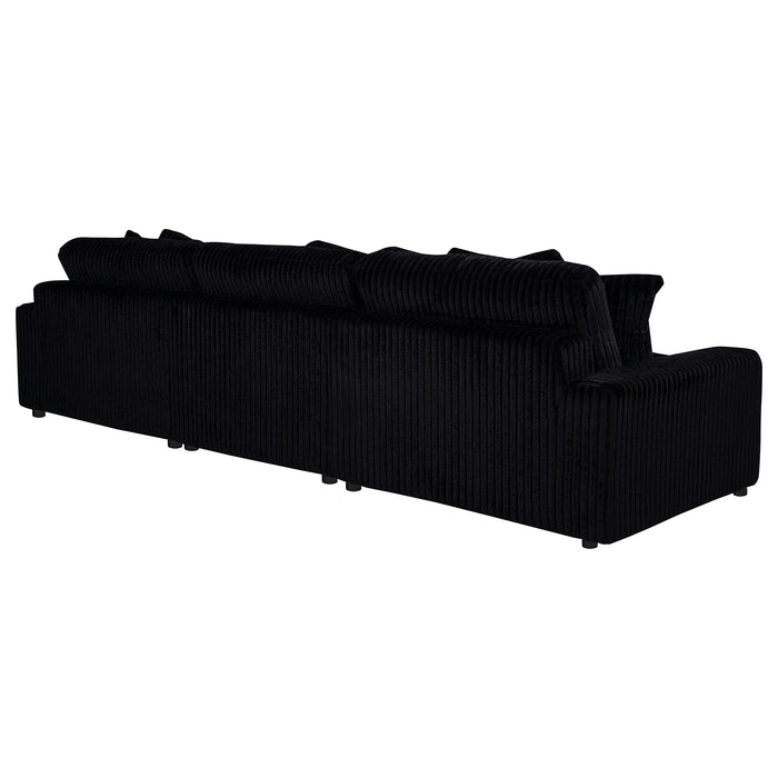 Blaine 3-Piece Corduroy Reversible Chaise Sectional Sofa Black