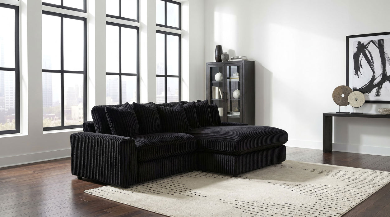 Blaine 2-Piece Corduroy Reversible Chaise Sectional Sofa Black