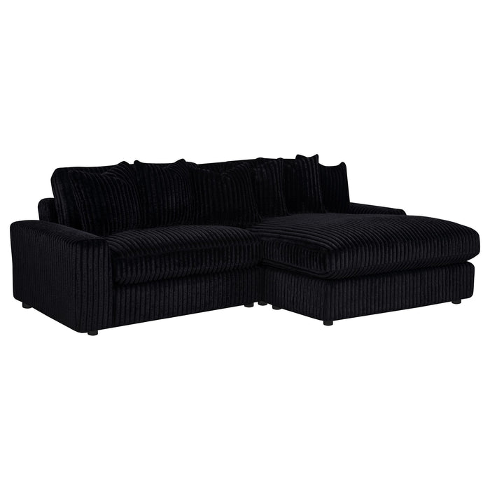 Blaine 2-Piece Corduroy Reversible Chaise Sectional Sofa Black
