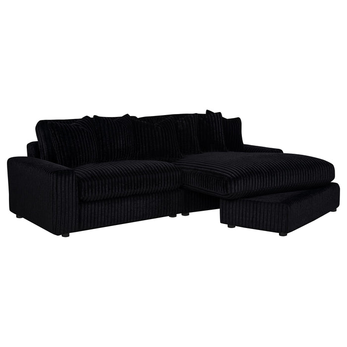 Blaine 2-Piece Corduroy Reversible Chaise Sectional Sofa Black
