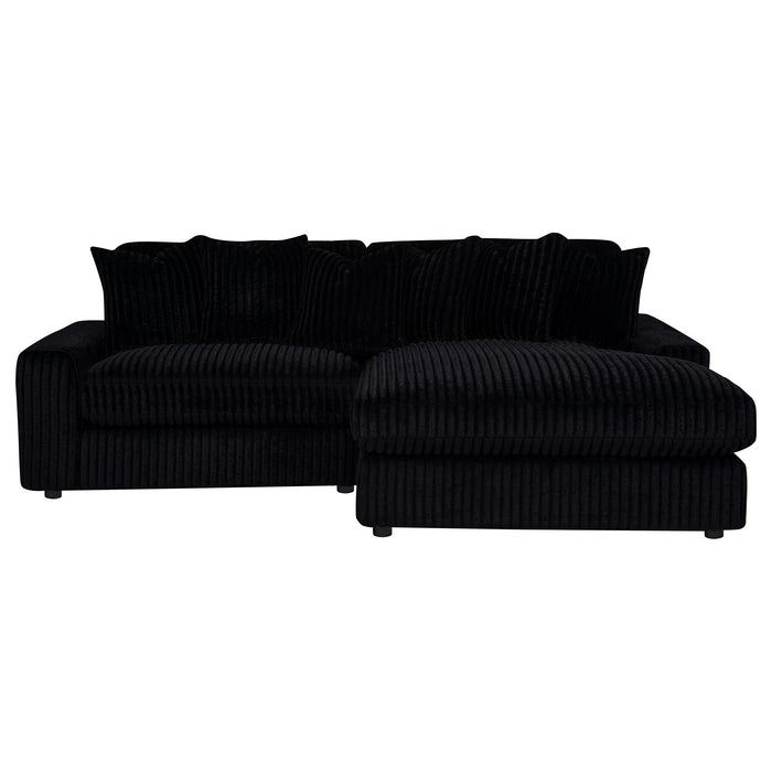Blaine 2-Piece Corduroy Reversible Chaise Sectional Sofa Black