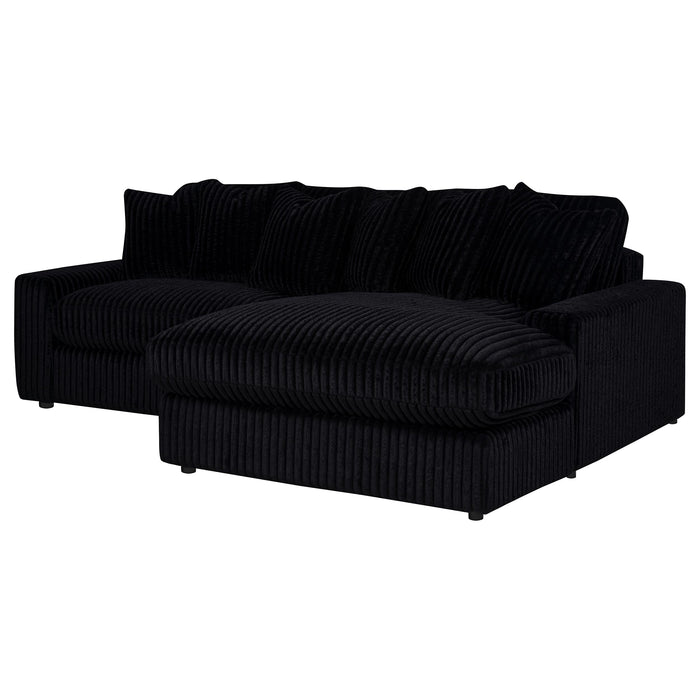 Blaine 2-Piece Corduroy Reversible Chaise Sectional Sofa Black