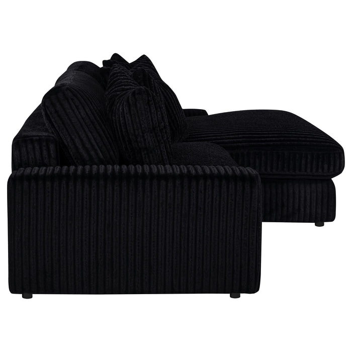 Blaine 2-Piece Corduroy Reversible Chaise Sectional Sofa Black