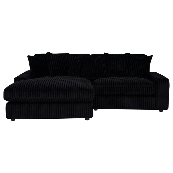 Blaine 2-Piece Corduroy Reversible Chaise Sectional Sofa Black