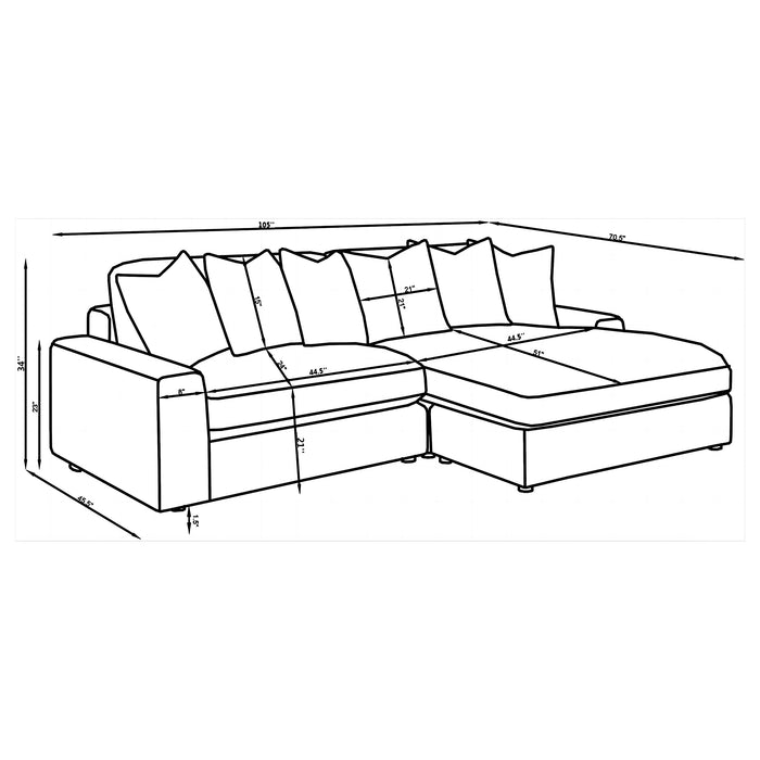 Blaine 2-Piece Corduroy Reversible Chaise Sectional Sofa Black