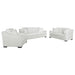 CoasterElevations Ashlyn 3-piece upholstered sloped arm sofa set in white, featuring plush cushions and modern furniture design.