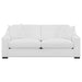 CoasterElevations Ashlyn 3-piece upholstered sofa set with sloped arms in white fabric, arranged in a living room setting.