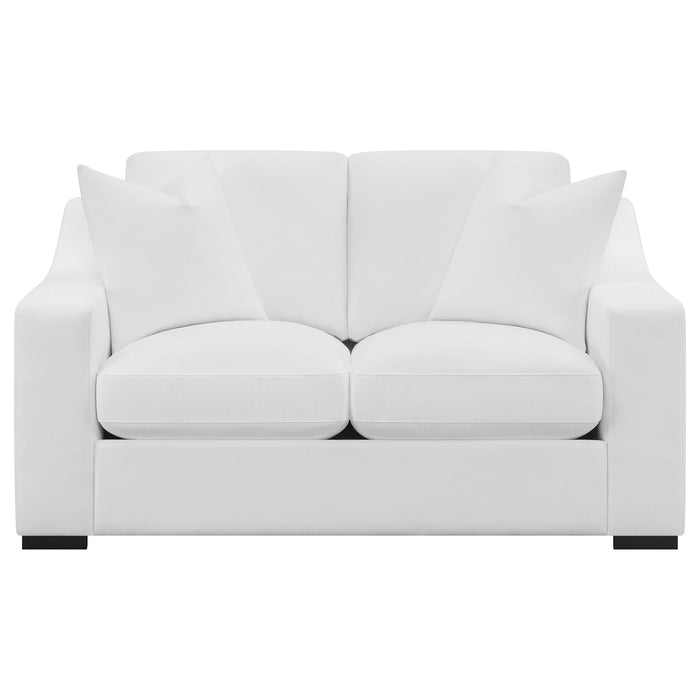 White Ashlyn 3-piece upholstered sofa set with sloped arms, featuring plush cushions and modern furniture design by CoasterElevations.