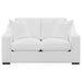 White Ashlyn 3-piece upholstered sofa set with sloped arms, featuring plush cushions and modern furniture design by CoasterElevations.