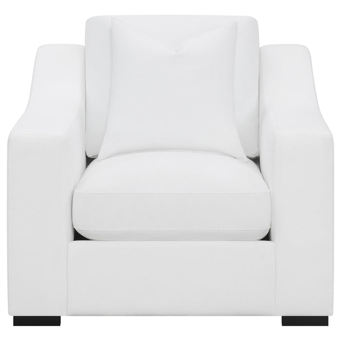 White Ashlyn 3-piece upholstered sloped arm sofa set by CoasterElevations, with plush cushions and modern design.