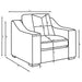CoasterElevations Ashlyn 3-piece upholstered sofa set with sloped arms in white fabric, featuring plush cushions and modern design.