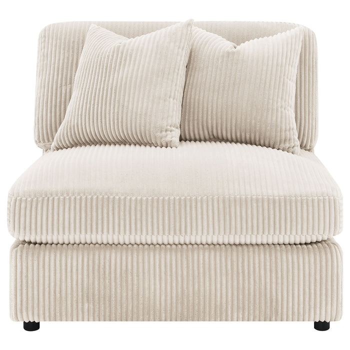 Blaine Corduroy Armless Chair with Reversible Cushions Sand
