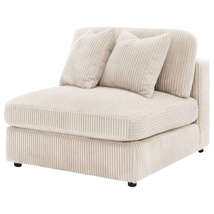 Blaine Corduroy Armless Chair with Reversible Cushions Sand