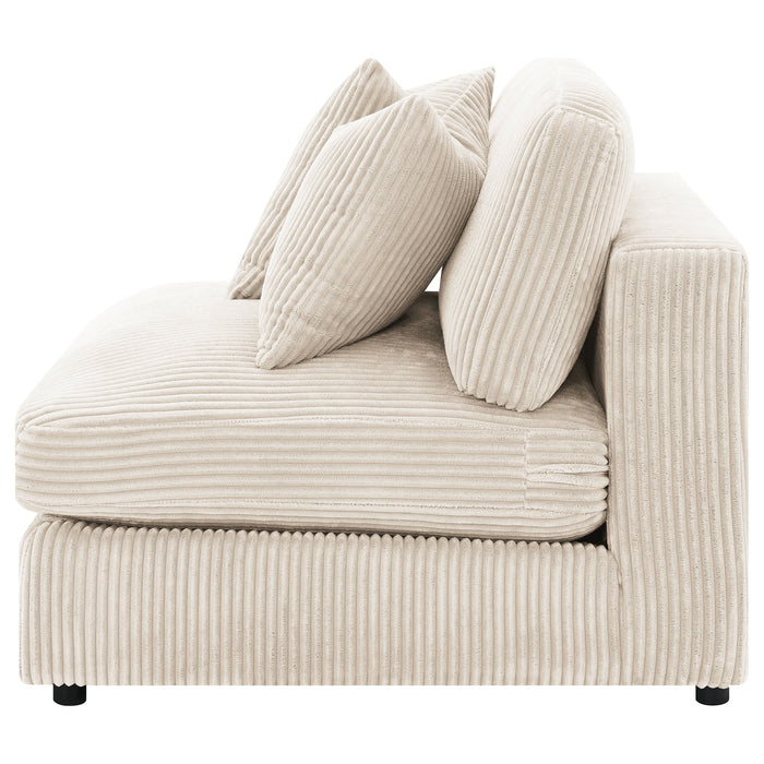 Blaine Corduroy Armless Chair with Reversible Cushions Sand