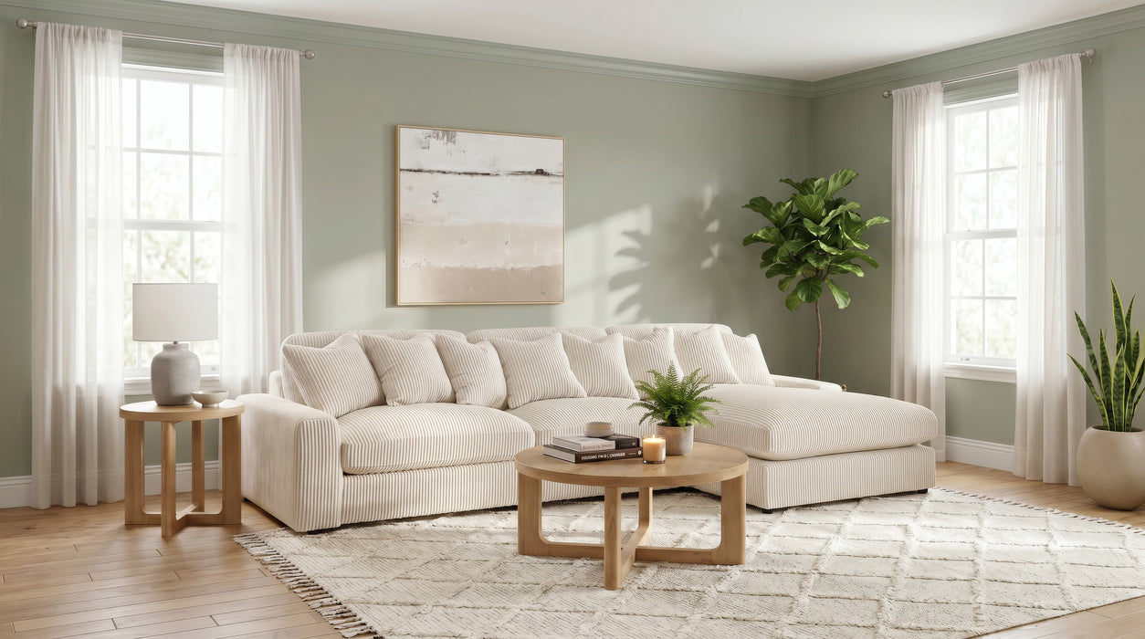 Blaine 3-Piece Corduroy Reversible Chaise Sectional Sofa Sand