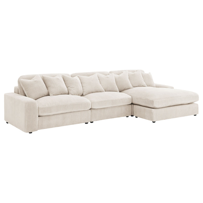 Blaine 3-Piece Corduroy Reversible Chaise Sectional Sofa Sand